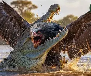 مستند حیات وحش؛ کروکودیل دهن گشاد گردن عقاب نگون بخت شکوند