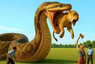 حیات وحش مصنوعی؛ مبارزه تیم نجات با پیتون غول برای نجات شیر مادر