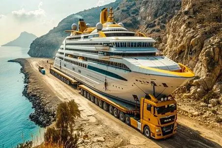 جابه‌جایی‌ جانکاه؛ 18 چرخ دو کفه آوردن کشتی 200 تنی رو حمل کنه زیر بارش نصف شد