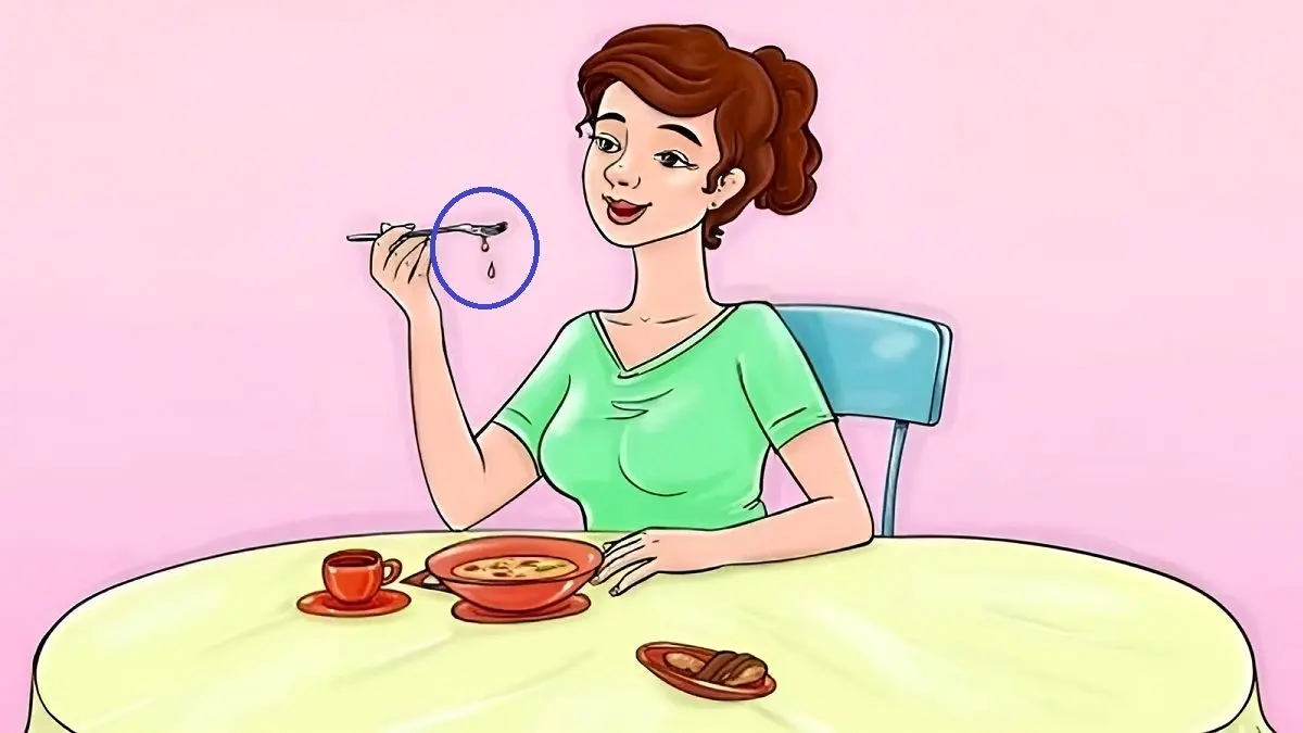 پاسخ-اشتباه-تصویری-زن-در-حال-ناهار-خوردن