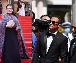 (ویدیو) استقبال ویژه گوهر خیراندیش از اصغر فرهادی و امیر جدیدی در کن