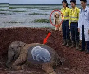 حیات وحش مصنوعی؛ سگ شجاع برای نجات فیل حامله کمک میاره