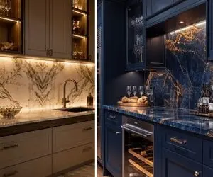 زیبای بین کابینتی طرح سنگ؛ انتخاب اسلب، مرمر و ماربل شیت با نکات مهم خرید و نصب