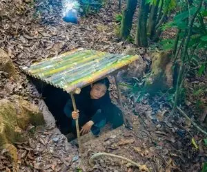 معماری خلاقانه؛ آقاهه تو جنگل یه خونه ساخته 10 تا پله میخوره میره زیره زمین