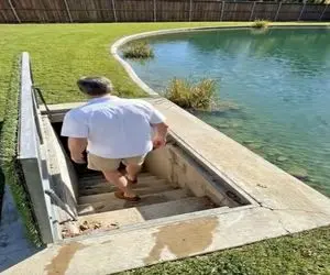 معماری خلاقانه؛ زیر استخر پناهگاه مخفی ساختن شیک بودنش کنار چه کیفی میده توش زندگی