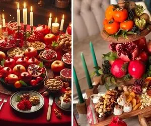 تزیین حرفه ای میز شب چله با فوت کوزه گری / ساخت گیفت و قیف یلدایی و ژله خاص هندوانه