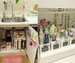 چطور کابینت زیر ظرفشویی را به فضایی کاربردی تبدیل کنیم؟/ ترفند مرتب کردن زیر سینک