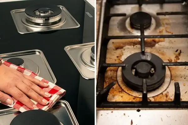 شوینده شیمیایی تمیز کننده  گاز به علاوه ساخت محلول خانگی؛ چربی سفت و سوخته خدافظ