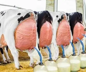 فرآوری گاو؛ گاو هایی که صف وایمیسن تا با تجهیزات مدرن شیرشون بدوشن بعدم دوش میگیرن