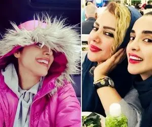 خلاقیت "الهه حصاری" تو سر نکردن روسری؛ تیپ لب آبی مامانشم چه جذاب شده!