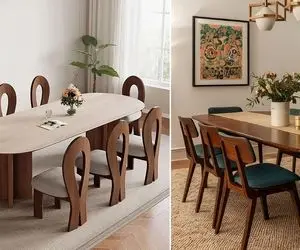 مدل به مدل میز چوبی ناهارخوری ساده و منبت کاری شده؛ یه جور خونه رو صمیمی میکنه حظ کنی