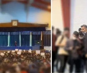 تصاویر و نطق آتشین عادل فردوسی پور در تجمع دانشگاه شریف