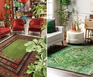 فرش سبز با چه مبلی ست میشه؟ / یه انتخاب جسورانه که در عین حال تجملاتی و باکلاسه شدیدا