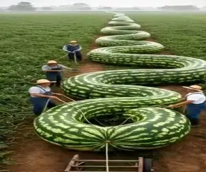 کشاورزی نوین؛ از مزرعه تا روستا دونه های هندونه کاشتن بهم چسبیدن هندونه مارپیچی شدن