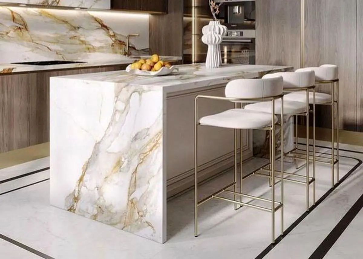 جزیره آشپزخانه با سطح سنگی لوکس ط