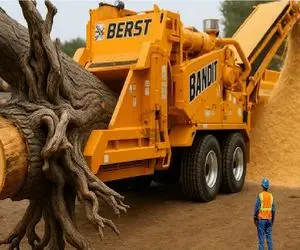 ابزارآلات غول پیکر؛ چیپر هیولا درخت 1000ساله بلعید بشه براده برا تولید کمپوست