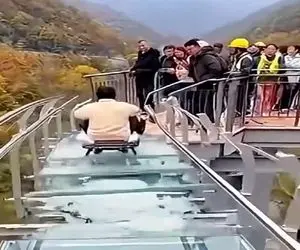 معماری طبیعت؛ این چینیا چقد ترسوئن شیشه پل شکست زن موند بین زمین و هوا هیشکی کمک نکرد