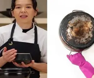 تمیز کردن ته قابلمه با سس/ ظرف بینوا از این روش ابداعی که کار یه خانوم ژاپنیه تو شوکه