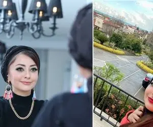 "نفیسه روشن" با موی باز و آرایش ناز تو ویلای لاکچریش؛ حاجی تو چرا نبردی؟