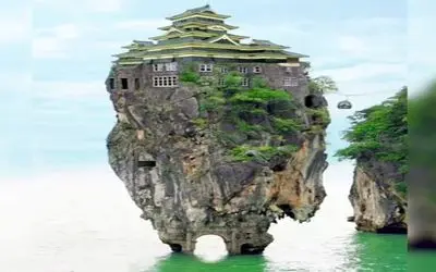 ساخت ژاپن؛ سامواریی ها خونه ساختن رو تپه معلق تو آب با تله کابین بهش رفت و آمد میکنن