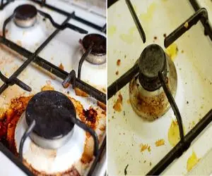 لگه جون سخت و هزار ساله اجاق گاز درموندت کرده؟/ با این ترفندا سه سوته مثل آب تمیز کن