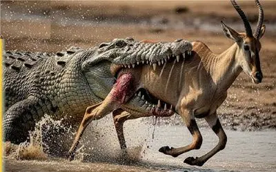 بدایع حیات وحش؛ تمساح ملعون ایمپالا دد از ته به سر بلعید