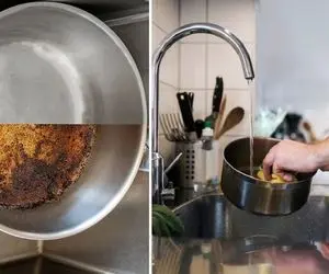 ترفندهای موثر برای تمیز کردن قابلمه سوخته / روش های ساده برای برق انداختن قابلمه