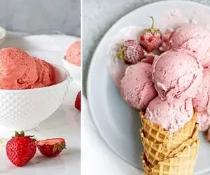 طرز تهیه بستنی توت فرنگی بدون ثعلب و بدون دستگاه / سه سوته یه بستنی عالی درست کنید