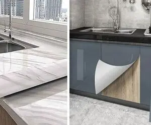برچسب کابینتی ترفند ارزون برای کابینتهای کهنه؛ اگرم میخوای خونتو بفروشی شگرد خوبیه