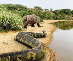 مستند حیات وحش / پیتون غول حلقه مرگ انداخت دور کومودو ببلعه قافیه را باخت