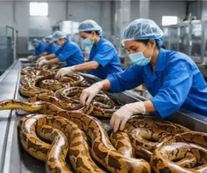 فرآوری مار؛ پولسازی قساوتمندانه از پوست و گوشت زهرآگین پیتون غول