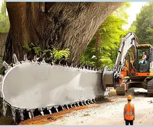 ابزار آلات غول پیکر؛ واسه شکار عقاب موذی اره برقی غول پیکر آوردن درختارو بریدن