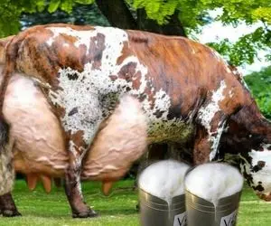 گاوهای باورنکردنی؛ گاو اینقدر شیر داره که اگه یه روز ندوشن سنگین میشه همون جا می افته