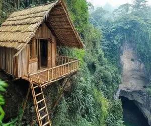 معماری خلاقانه؛ تو کوه سنگ رو تراشید خونه چوبی ساخت از حمله خرس در امان باشه