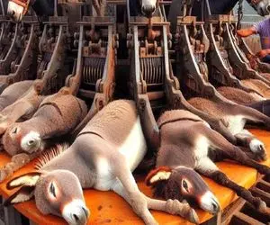 فرآوری الاغ؛ الاغ بعد از 60سال بیگاری رفت کارواش و سلاخخونه اصلا دورریز نداره