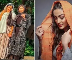 مریم مومن فخری بانویی که با هفتاد قلم آرایش شده ژیگولِ دو آتیشه؛  خط چشم خانمووو!