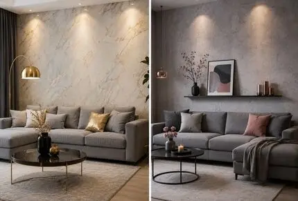 رنگ های مناسب کاغذ دیواری برای مبلمان طوسی؛ بهترین طرح و رنگ برای نشیمن و پذیرایی