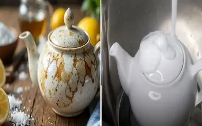 روشهای سریع تمیز کردن قوری چینی لکه‌ دار/ لکه هاشو با مواد خونگی ببر و برقش بنداز