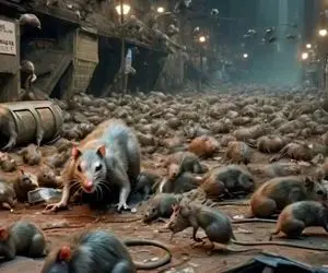 فرآوری موش؛ موش های سیاه و درشت کثیف رو که کامل گوشت لخته سیخ می زنن و دندون میکشن