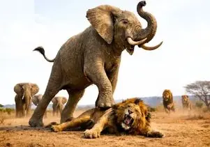 مستند حیات وحش؛ فیل غول شیر دد رو فرستاد دست خدا