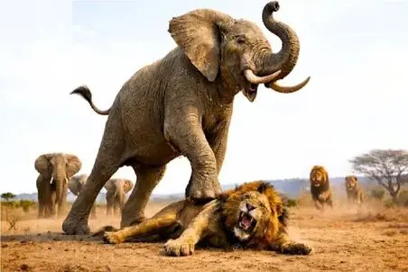 مستند حیات وحش؛ فیل غول شیر دد رو فرستاد دست خدا