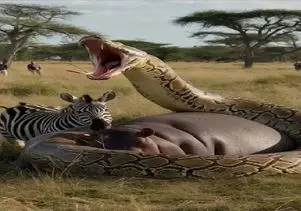 مستند حیات وحش / اسب آبی به آرامی درون مار پیتون ذوب میشود