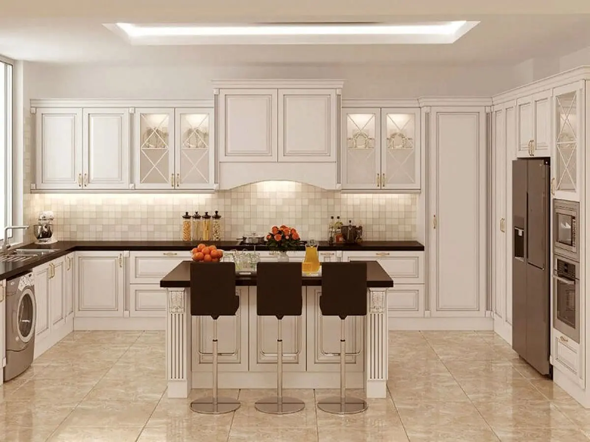 جزیره آشپزخانه با طراحی دو سطحی