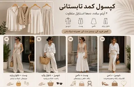 کپسول کمد تابستانی؛ فقط با ۴ آیتم ساده، یک دنیای استایل بساز بدون خرید اضافه