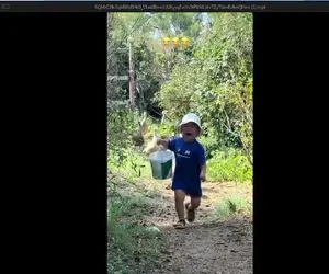 سکانس خندان/ فرار بامزه پسر بچه فیلیپینی از دست غاز ها/باگریه داره فقط فرار میکنه