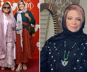 گوهر خیراندیش جلو دخترش تریپ زد پَر پَر ریزون؛ یه طاقه روسری کشید دورش مثلا شده لباس!
