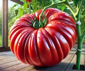 محصولات کشاورزی غول پیکر؛ گوجه فرنگی کاشتن باید با اره برقی چید و با 18 چرخ حمل کرد