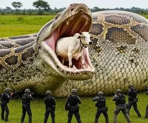 حیات وحش مصنوعی؛ گوساله شجاع برای نجات مادرش از چنگ پیتون غول کمک آورد