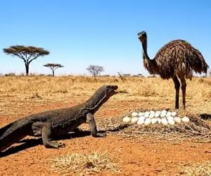 مستند حیات وحش/ شترمرغ جسور برای حراست از تخم خاک ریخت تو چش و چال کومودو