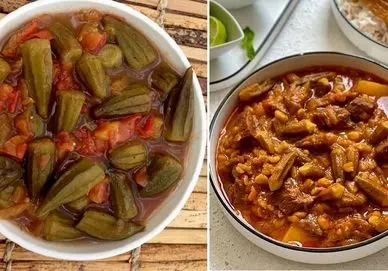 طرز تهیه خوراک بامیه با گوشت و مرغ + رازهای جلوگیری از لیز شدن خوراک